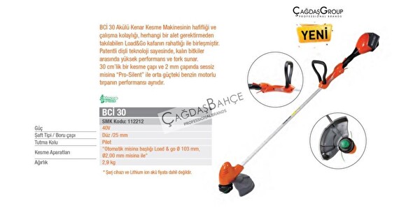 Oleo-Mac BCI30 Akülü Şarjlı Kenar Kesme Tırpan 40V 2.9 KG (Akü Dahil Değildir)