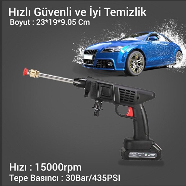 Powermaster PM-7728 Yüksek Basınçlı Şarjlı Su Püskürtme Cihazı