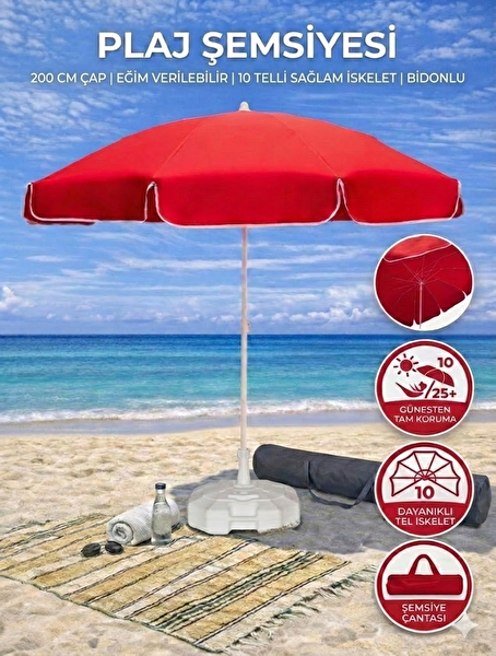 Form Outdoor 20L Bidonlu Taşıma Çantası Hediyeli Plaj Şemsiyesi Kırmızı