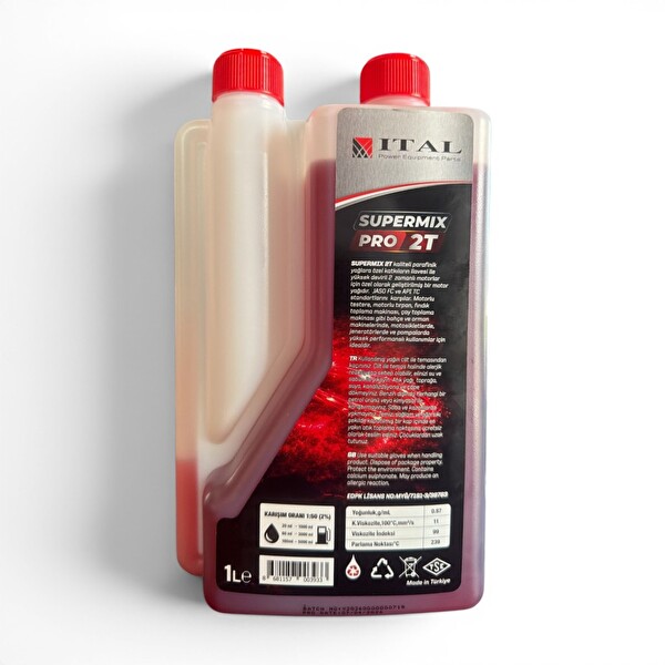 Ital Supermix Pro 2T 1 Litre Ölçekli Yarı Sentetik 2 Zamanlı Motor Yağı Kırmızı