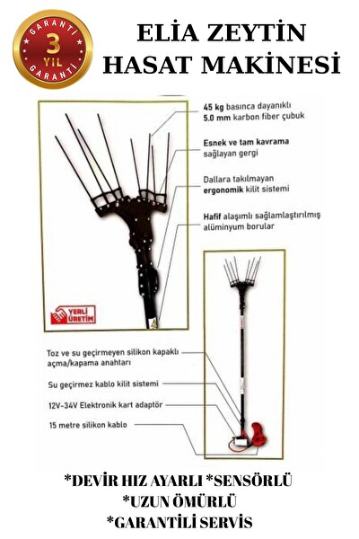 Elia Sensörlü Zeytin Hasat Makinası - Akü Şarj Cihazı