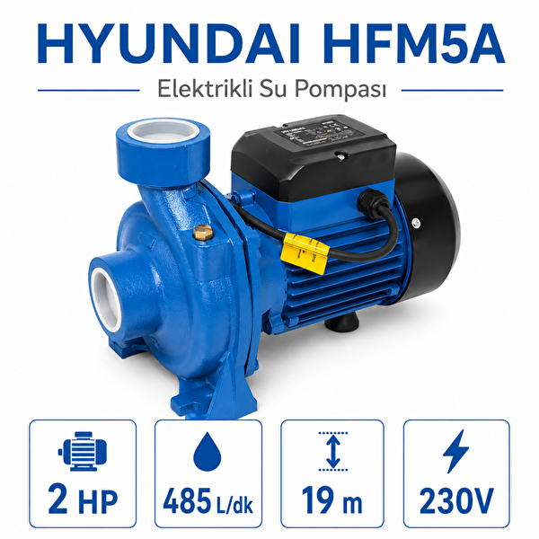 Hyundai HFM5A 2 HP 1.5 kW 485 L/dk 19 m Basma Elektrikli Su Pompası