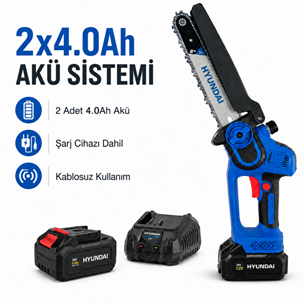 Hyundai HCS198A 20V 2x4.0Ah Bataryalı 8