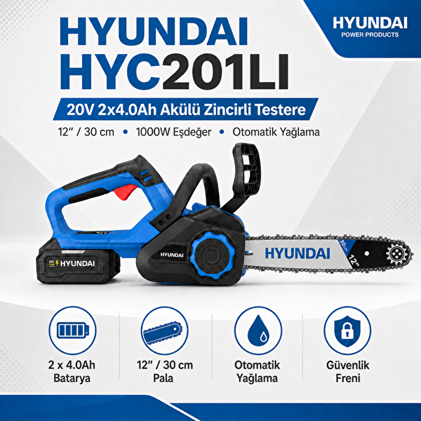 Hyundai HYC201LI 20V 2x4.0Ah Bataryalı 12