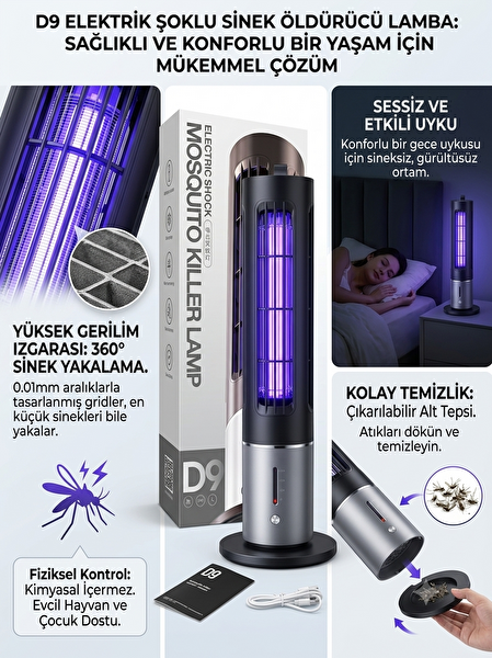 Konsolplus D9 Elektrikli Şoklu Şarjlı Sivrisinek Öldürücü Lamba