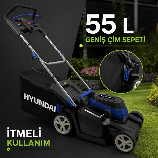 Hyundai C4608A 2000W 46 CM 55 L İtmeli Elektrikli Çim Biçme Makinesi
