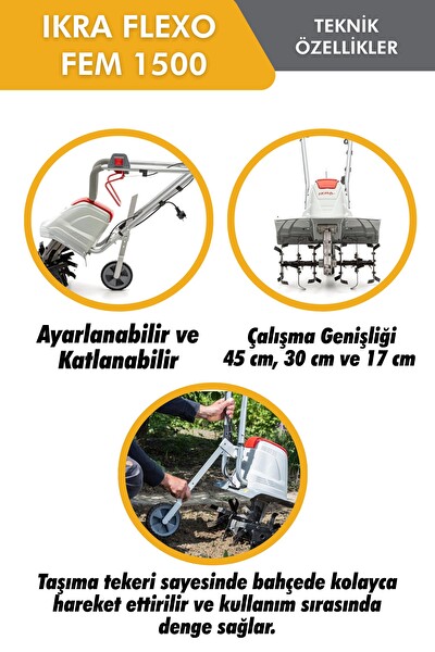 Ikra Flexo Fem 1500 W Elektrikli Çapa Makinesi