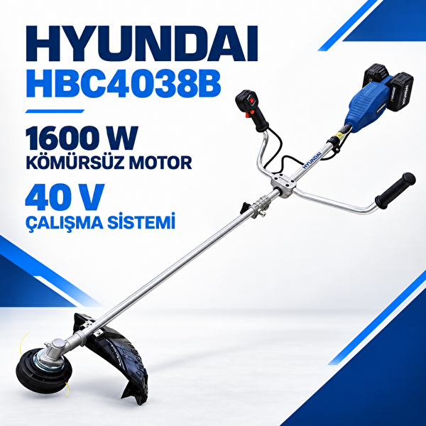Hyundai HBC4038B 40 V 1600 W Çift Akülü 2x4 Ah 43 CM Akülü Tırpan