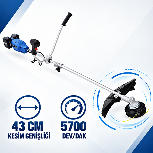 Hyundai HBC4038B 40 V 1600 W Çift Akülü 2x4 Ah 43 CM Akülü Tırpan