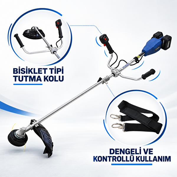 Hyundai HBC4038B 40 V 1600 W Çift Akülü 2x4 Ah 43 CM Akülü Tırpan