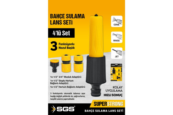SGS SGS4258 4’lü Bahçe Sulama Seti Otomatik Ayarlı Lans ve Hortum Bağlantı Aparatları