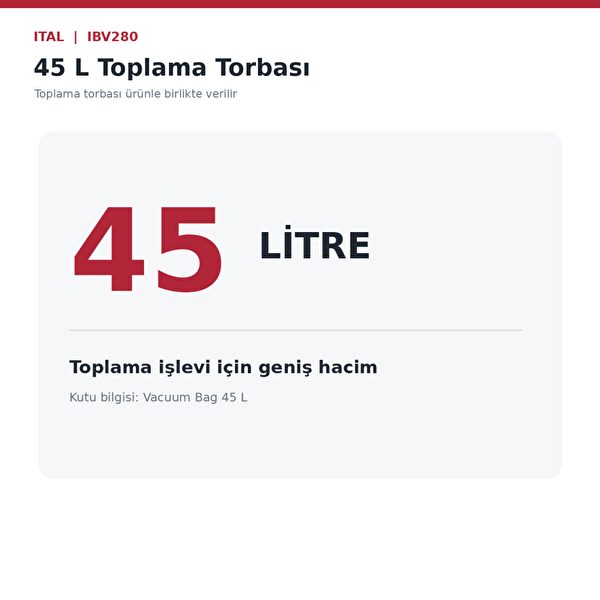 Ital IBV280 Benzinli Yaprak Üfleme ve Toplama Makinesi 27.2 CC 45 L