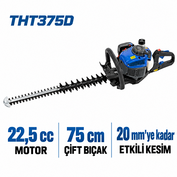 Hyundai THT375D Black Edition 22.5 cc 75 CM Çift Bıçaklı Benzinli Çit Budama Makinesi