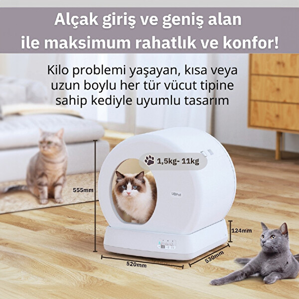 UBPet C10 Pro Entegre Kameralı Mobil Uygulama Kontrolü Akıllı Sensör Geniş Hacim Akıllı Kedi Tuvaleti - Koku Hediye