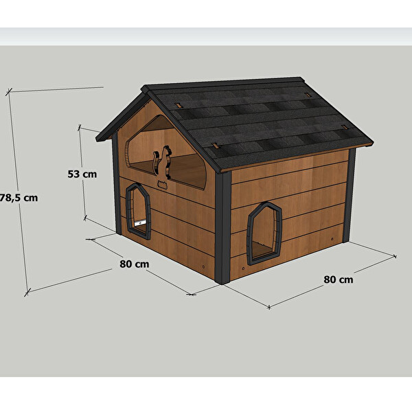 Mandu Ahşap Teraslı Dublex Kedi Evi
