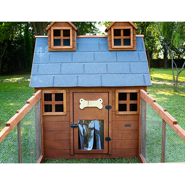 Mandu Bahçeli Ultra Lüks Ahşap Köpek Kulübesi