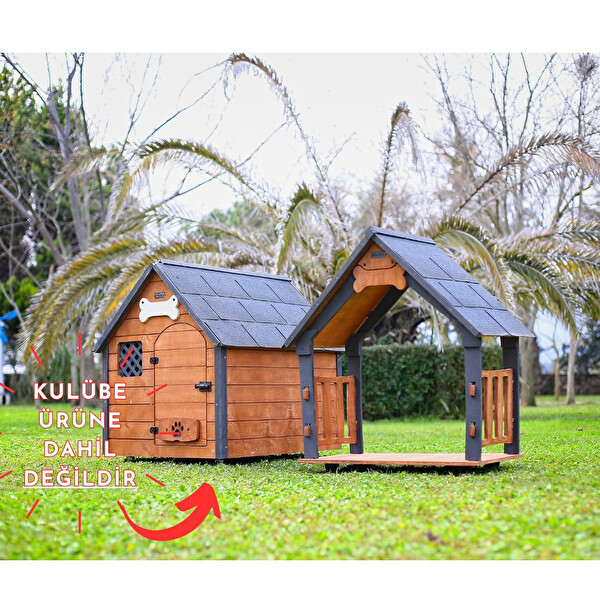 Mandu Isı Yalıtımlı Ahşap Köpek Kulübeleri İçin Ekstra Large Gölgelik Çatı ve Taban