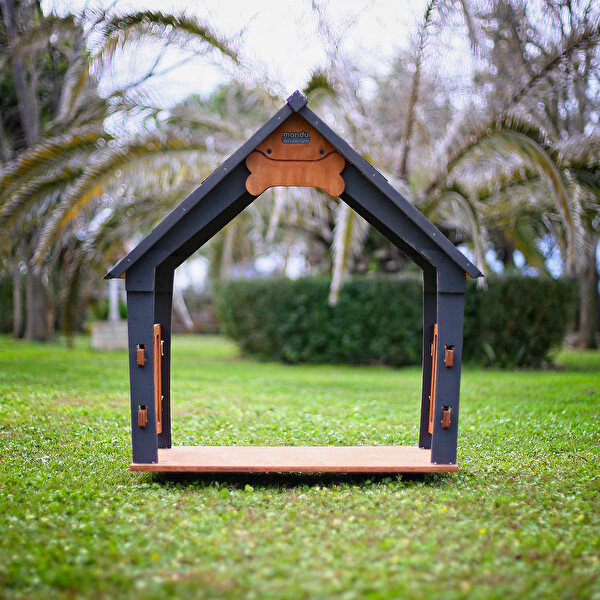 Mandu Isı Yalıtımlı Ahşap Köpek Kulübeleri İçin Ekstra Large Gölgelik Çatı ve Taban