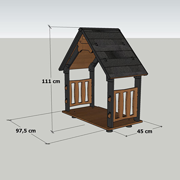 Mandu Isı Yalıtımlı Ahşap Köpek Kulübeleri İçin Ekstra XL Gölgelik Çatı ve Taban