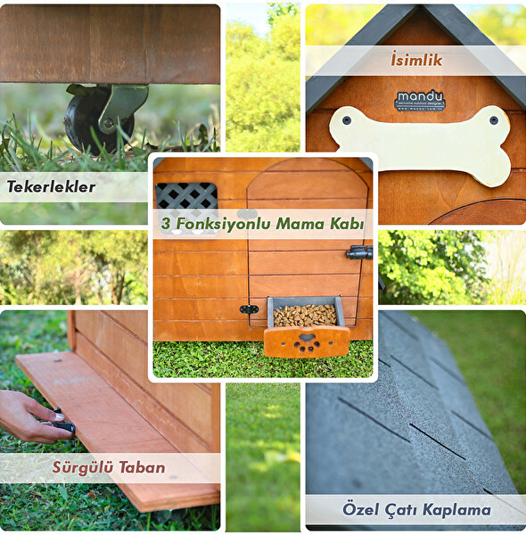 Mandu Isı Yalıtımlı Large Ahşap Köpek Kulübesi