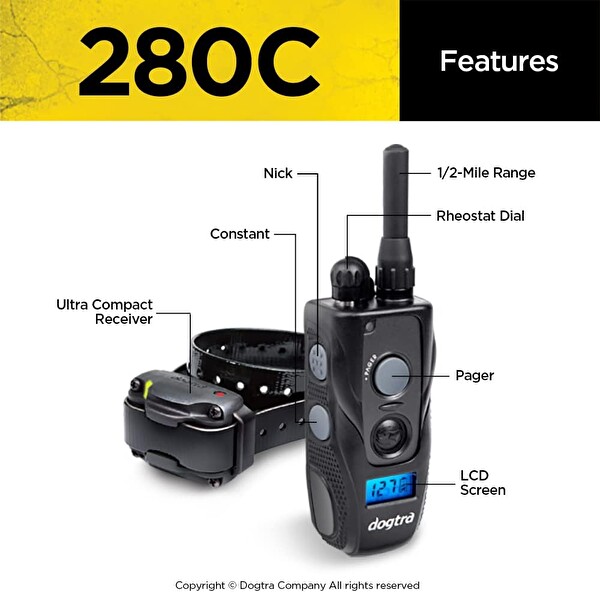 Dogtra 280C Su Geçirmez Hassas Kontrol LCD Ekran Uzaktan Eğitim Köpek