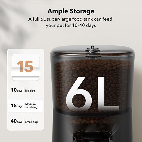 Petlibro Zaman Ayarlı 6 L Siyah Otomatik Kuru Mama Kabı