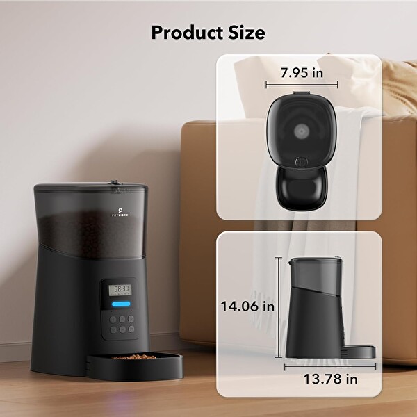 Petlibro Zaman Ayarlı 6 L Siyah Otomatik Kuru Mama Kabı