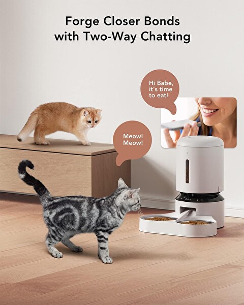 Petlibro 2 Kedi İçin Kameralı Oto Besleyici 1080P HD Gece Görüşlü Beyaz