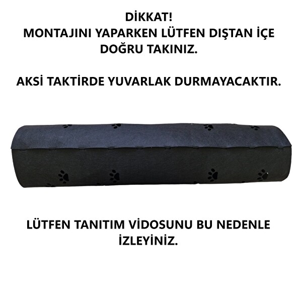 Next Craft Kedi Tüneli Oyuncağı 1. Kalite 3MM Keçeden Geçmeli 98 CM Kedi ve Pati Figürlü Siyah