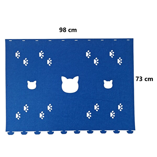 Next Craft Kedi Tüneli Oyuncağı 1. Kalite 3MM Keçeden Geçmeli 98 CM Kedi ve Pati Figürlü Mavi