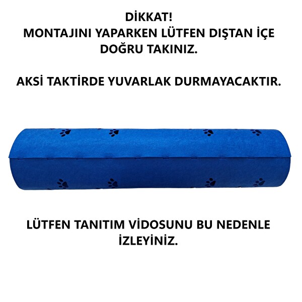 Next Craft Kedi Tüneli Oyuncağı 1. Kalite 3MM Keçeden Geçmeli 98 CM Kedi ve Pati Figürlü Mavi