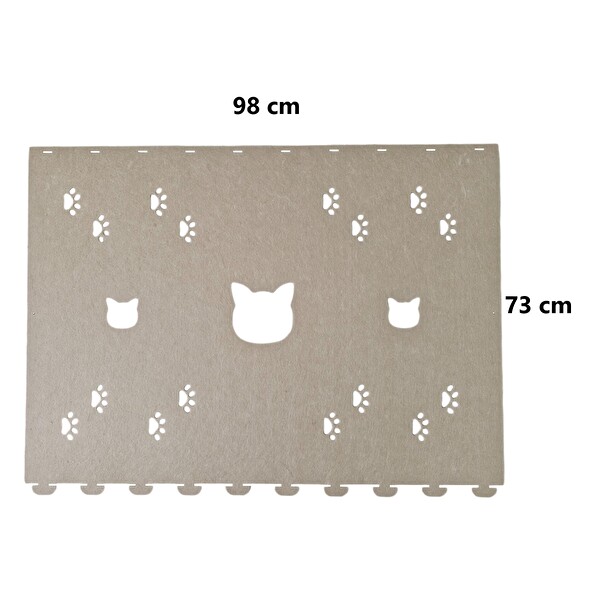 Next Craft Kedi Tüneli Oyuncağı 1. Kalite 3MM Keçeden Geçmeli 98 CM Kedi ve Pati Figürlü Açık Kahverengi