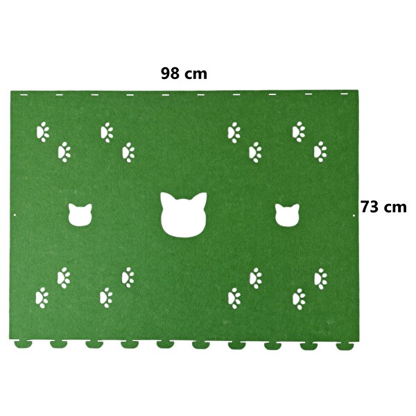 Next Craft Kedi Tüneli Oyuncağı 1. Kalite 3MM Keçeden Geçmeli 98 CM Kedi ve Pati Figürlü Yeşil