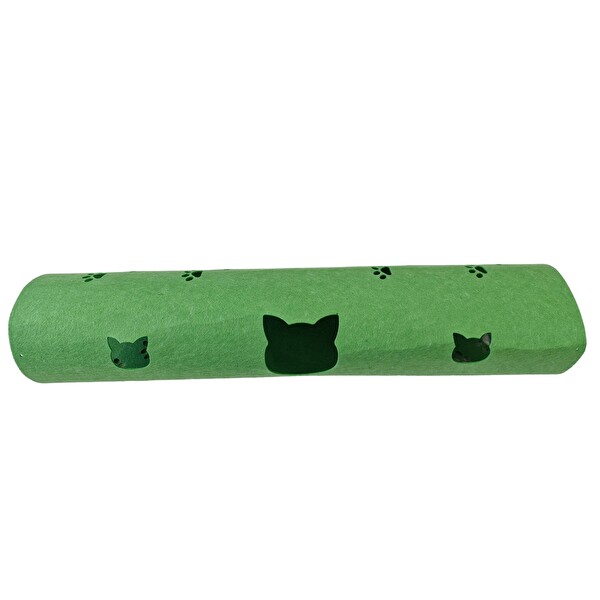 Next Craft Kedi Tüneli Oyuncağı 1. Kalite 3MM Keçeden Geçmeli 98 CM Kedi ve Pati Figürlü Yeşil