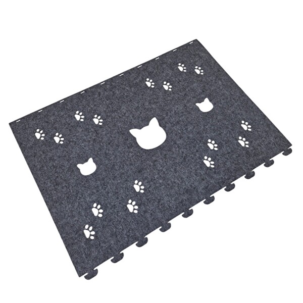 Next Craft Kedi Tüneli Oyuncağı 1. Kalite 3MM Keçeden Geçmeli 98 CM Kedi ve Pati Figürlü Gri