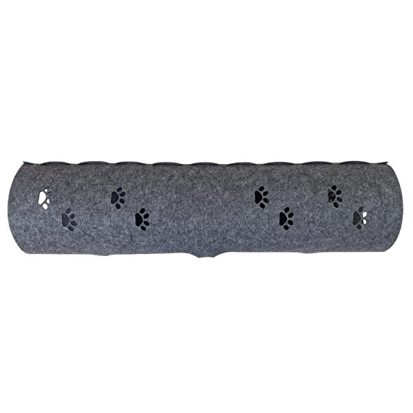 Next Craft Kedi Tüneli Oyuncağı 1. Kalite 3MM Keçeden Geçmeli 98 CM Kedi ve Pati Figürlü Gri