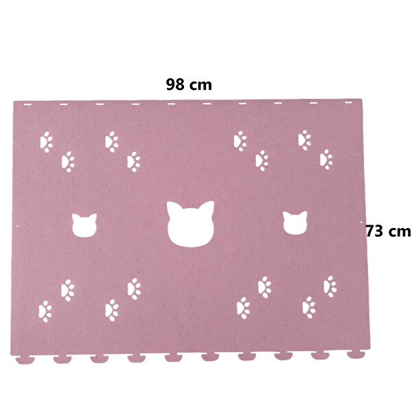Next Craft Kedi Tüneli Oyuncağı 1. Kalite 3MM Keçeden Geçmeli 98 CM Kedi ve Pati Figürlü Pembe