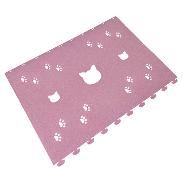 Next Craft Kedi Tüneli Oyuncağı 1. Kalite 3MM Keçeden Geçmeli 98 CM Kedi ve Pati Figürlü Pembe