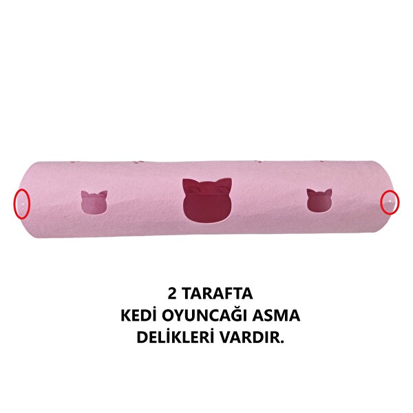 Next Craft Kedi Tüneli Oyuncağı 1. Kalite 3MM Keçeden Geçmeli 98 CM Kedi ve Pati Figürlü Pembe