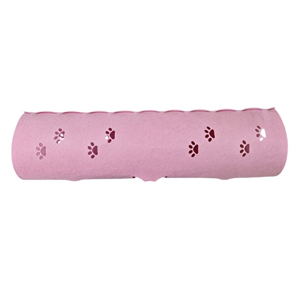 Next Craft Kedi Tüneli Oyuncağı 1. Kalite 3MM Keçeden Geçmeli 98 CM Kedi ve Pati Figürlü Pembe