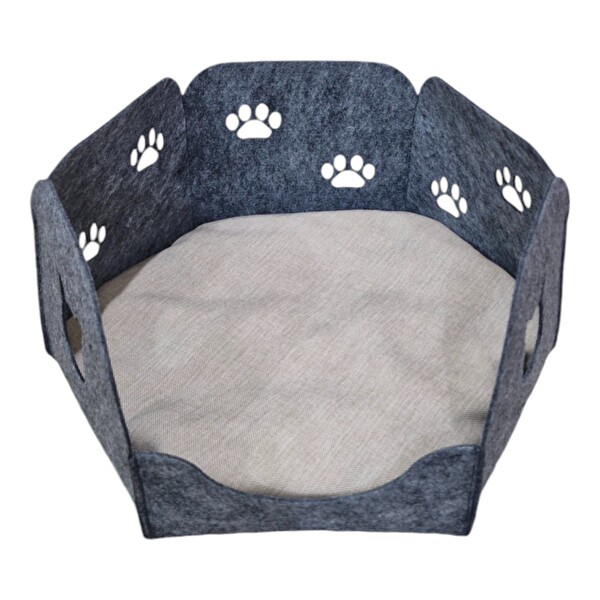 Next Craft Kedi Yatağı Yuvası Evi Minderli Taşınabilir 3 MM Keçe Gri Renk (Yuva-Minder)