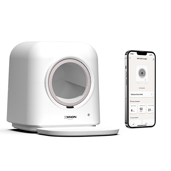 Akıllı Otomatik Kedi Tuvaleti UV Sterilizasyonlu Koku Tableti ve Çıkarılabilir Kum Paspası Cat Cleaner X8620