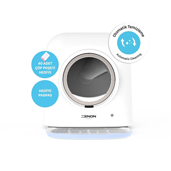 Akıllı Otomatik Kedi Tuvaleti UV Sterilizasyonlu Koku Tableti ve Çıkarılabilir Kum Paspası Cat Cleaner X8620