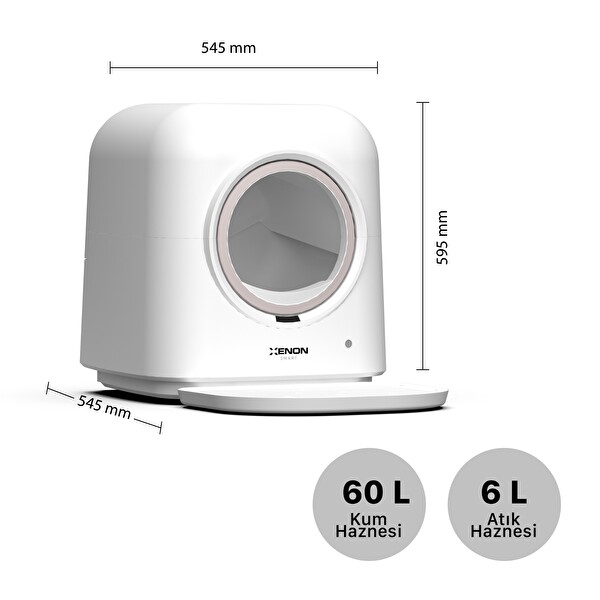 Akıllı Otomatik Kedi Tuvaleti UV Sterilizasyonlu Koku Tableti ve Çıkarılabilir Kum Paspası Cat Cleaner X8620