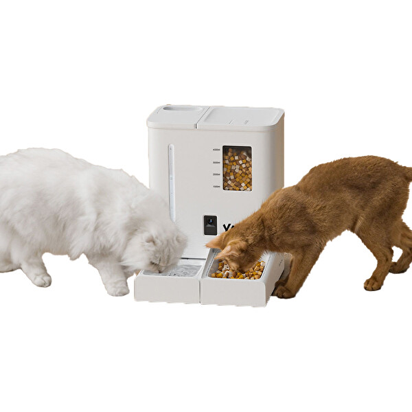 Yasomi DU-F03V Smartpaw+ 2si1 Arada 4-5 L Kapasiteli Pilli-Kablolu Akıllı Beyaz Otomatik Mama ve Su Kabı