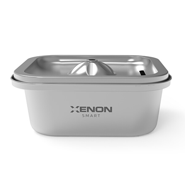 Xenon Smart Akıllı Çift Hazneli Beyaz Mama Kabı Uygulama Kontrollü Ultra Sessiz Çelik Su Pınarı Seti