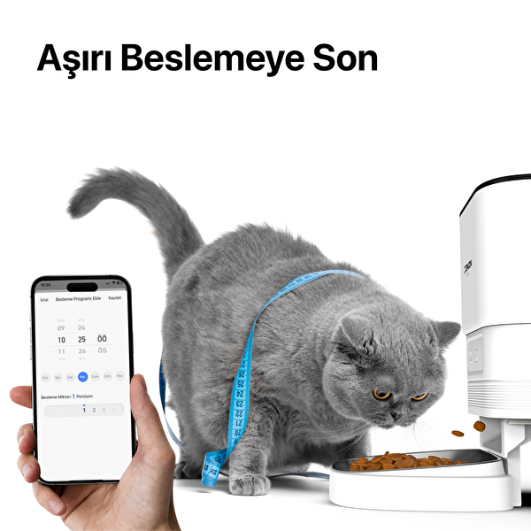 Xenon Smart Akıllı Otomatik Kedi Köpek Mama Kabı Mobil Uygulama Kontrollü Paslanmaz Çelik Besleme Kasesi X8612