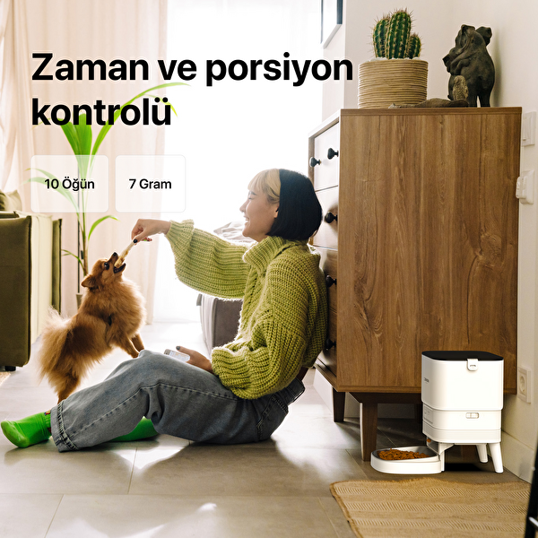 Xenon Smart Akıllı Otomatik Kedi Köpek Mama Kabı Mobil Uygulama Kontrollü Paslanmaz Çelik Besleme Kasesi X8612