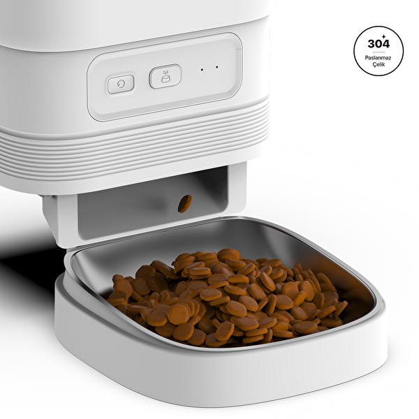 Xenon Smart Akıllı Otomatik Kedi Köpek Mama Kabı Mobil Uygulama Kontrollü Paslanmaz Çelik Besleme Kasesi X8612
