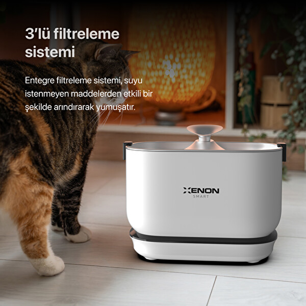 Otomatik Şarj Edilebilir Bataryalı Kedi Su Sebili Kablosuz Su Şelalesi Ultra Sessiz Çelik Su Pınarı X8652